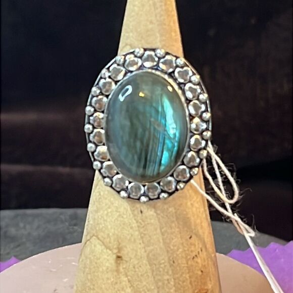 NWT ARTISAN CRAFTED LABRADORITE RING SET IN 925 STERLING SILVER SZ 7 - Picture 4 of 9